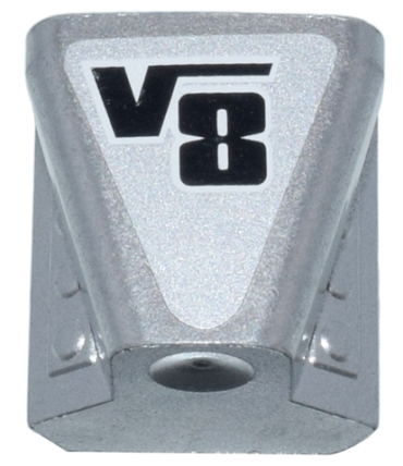 50943pb07 - Vehicle, Air Scoop Engine Top 2 x 2 with Black 'V8' on Silver Background Pattern (Sticker) - Set 8656