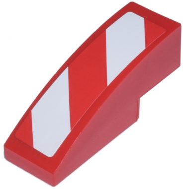 50950pb009L - Slope, Curved 3 x 1 with Red and White Danger Stripes Pattern Model Left Side (Sticker) - Sets 7208 / 7630 / 7633 / 7936