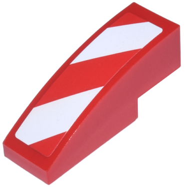 50950pb009R - Slope, Curved 3 x 1 with Red and White Danger Stripes Pattern Model Right Side (Sticker) - Sets 7208 / 7630 / 7633 / 7936