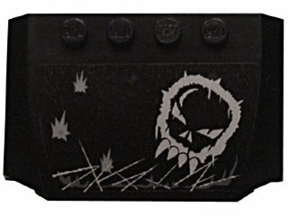 52031pb063 - Wedge 4 x 6 x 2/3 Triple Curved with Skull Graffiti and Damage Marks Pattern (Sticker) - Set 5972