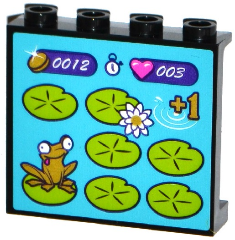60581pb077 - Panel 1 x 4 x 3 with Side Supports - Hollow Studs with Frog on Lilypad Arcade Game Display Pattern (Sticker) - Set 41127