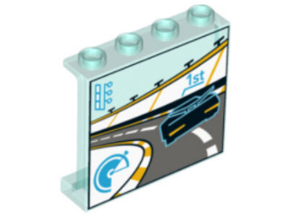 60581pb082 - Panel 1 x 4 x 3 with Side Supports - Hollow Studs with Race Car on Track and '1st' Pattern