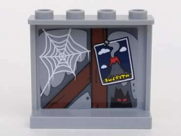 60581pb153 - Panel 1 x 4 x 3 with Side Supports - Hollow Studs with Spider Web and Volcano Poster Pattern (Sticker) - Set 70617