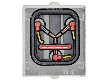 60601pb051 - Glass for Window 1 x 2 x 2 Flat Front with Yellow Wires, Red Connectors, Dark Silver Stripes and Border with Black Outlines on Silver Background Pattern