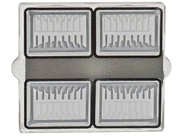 60601pb052 - Glass for Window 1 x 2 x 2 Flat Front with Silver and Dark Silver Headlights with Black Outlines Pattern