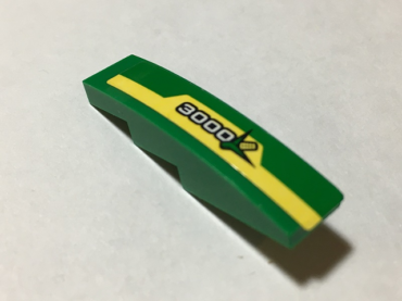 61678pb111R - Slope, Curved 4 x 1 with Yellow Stripe, White '3000' and Ear of Corn Pattern Model Right Side (Sticker) - Set 60223