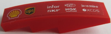 61678pb150L - Slope, Curved 4 x 1 with 'MAGNETI MARELLI', 'brembo', 'infor', 'SKF', 'ups', 'XCDS', 'NGK' and Shell Logo Pattern Model Left Side (Sticker) - Set 75879