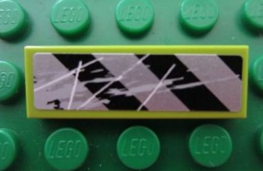 63864pb007 - Tile 1 x 3 with Danger Stripes and Scratches Pattern 1 (Sticker) - Set 8189