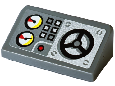 85984pb018 - Slope 30 1 x 2 x 2/3 with Gauges, Buttons and Water Valve Wheel Pattern (Sticker) - Set 4430