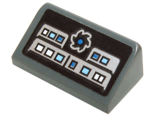 85984pb099 - Slope 30 1 x 2 x 2/3 with Saw Blade and White and Blue Square Buttons Pattern (Sticker) - Set 70724