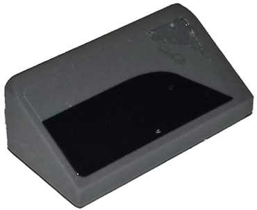 85984pb242L - Slope 30 1 x 2 x 2/3 with Black Curved Corner on Dark Bluish Gray Background Pattern Model Left Side (Sticker) - Set 75877