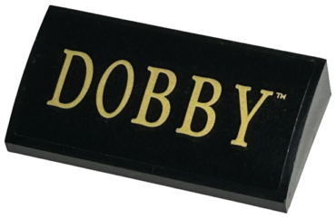 88930pb166 - Slope, Curved 2 x 4 x 2/3 with Bottom Tubes with Gold 'DOBBY TM' Pattern (Sticker) - Set 76421