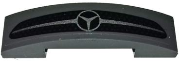 93273pb114 - Slope, Curved 4 x 1 x 2/3 Double with Mercedes-Benz Logo on Silver, Black and Dark Bluish Gray Car Grille Pattern (Sticker) - Set 75877