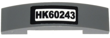93273pb122 - Slope, Curved 4 x 1 x 2/3 Double with 'HK60243' Pattern (Sticker) - Set 60243