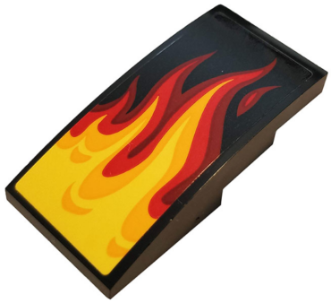93606pb098 - Slope, Curved 4 x 2 with Yellow, Orange and Red Flames Pattern (Sticker) - Set 70667
