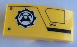 93606pb124R - Slope, Curved 4 x 2 with Mining Logo and Black Lines Pattern Model Right Side (Sticker) - Set 60188
