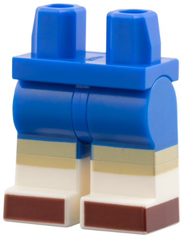 970c00pb1993 - Hips and Legs with Molded White Lower Legs / Boots and Printed Tan Knees, Dark Red Toes Pattern