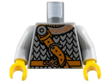 973pb0377c01 - Torso Viking Scale Mail and Diagonal Leather Belt Pattern / Light Bluish Gray Arms / Yellow Hands