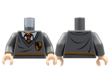973pb0744c01 - Torso Harry Potter Sweater and Tie Gryffindor Stripe and Shield Pattern / Dark Bluish Gray Arms / Light Nougat Hands