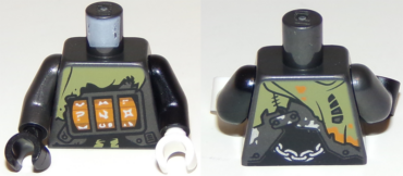 973pb3258c01 - Torso Ninjago Slot Machine Pattern / Black Arm Left / Pearl Dark Gray Arm Right / White Hand Left / Black Hand Right