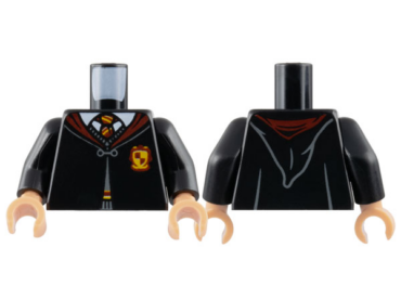 973pb4302c01 - Torso Hogwarts Robe Clasped with Gryffindor Crest, Sweater, Shirt and Tie Pattern / Black Arms / Light Nougat Hands