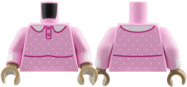 973pb6791c01 - Torso Torso Dress, White Collar and Spots, Dark Red Buttons and Stripe Pattern / Bright Pink Arms with White Spots and Lace Cuff Pattern / Dark Tan Hands