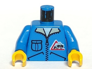973px122c01 - Torso Town Bulldozer Logo, Zipper Jacket, Pocket Pattern (Lorry Driver) / Blue Arms / Yellow Hands