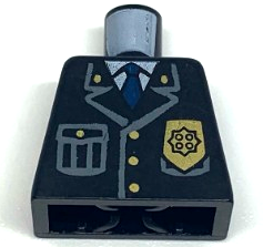 973px431 - Torso Police Jacket with Pocket, Gold Badge and Blue Tie Pattern