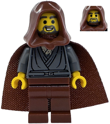 sw1379 - Jedi Bob - Dark Bluish Gray Tunic, Reddish Brown Hood and Cape